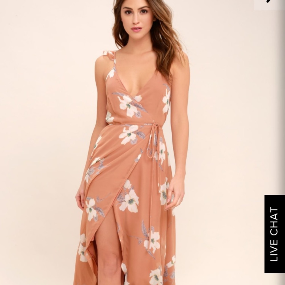 Lulus rusty rose floral, high-low maxi dress